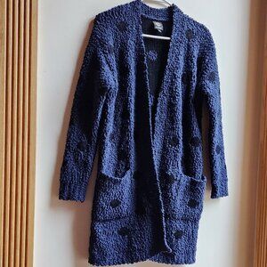 Bobeau Navy/Black Polka Dot Open Cardigan Size Small